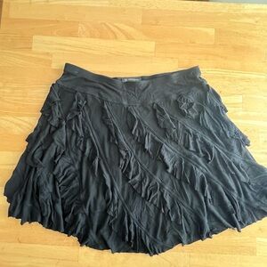 INC International Concepts Black Ruffle Skater Skirt